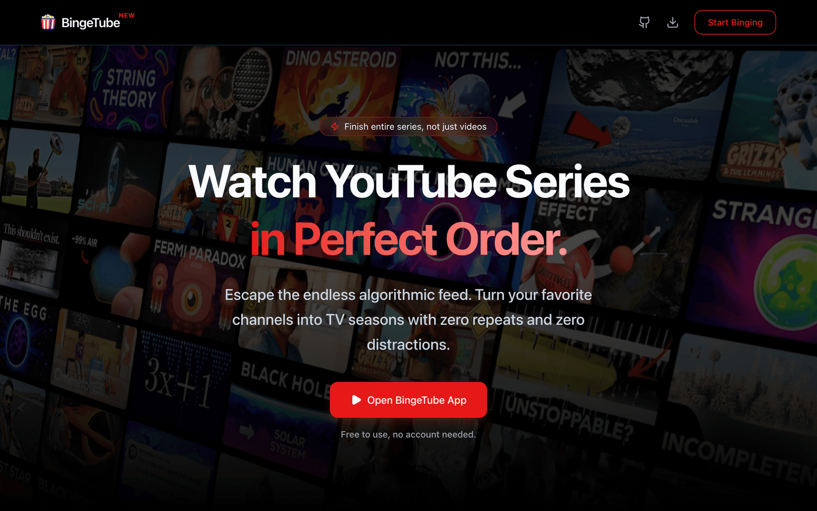 BingeTube screenshot 1