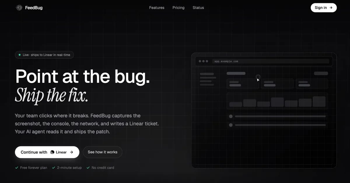 Feedbug screenshot 1