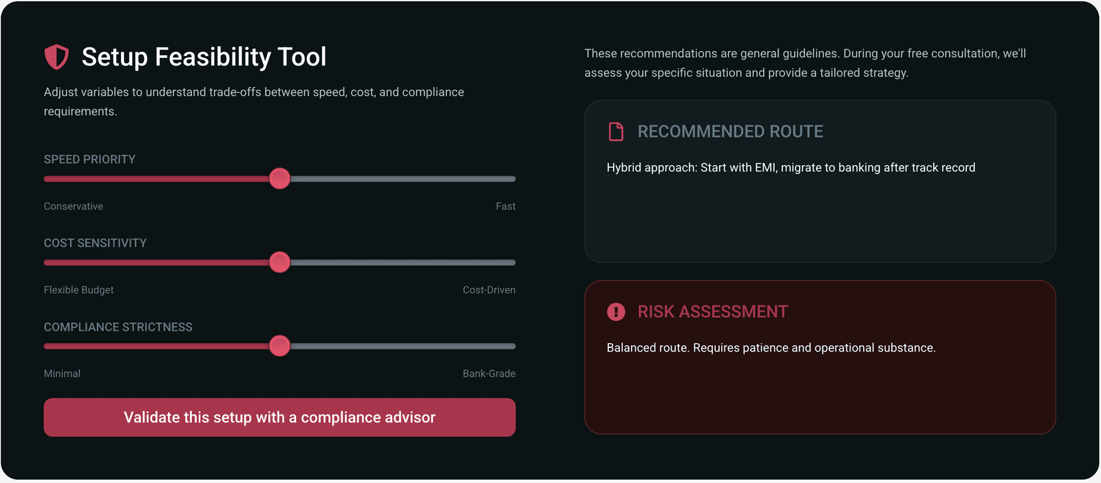 Setup Feasibility Tool screenshot 1