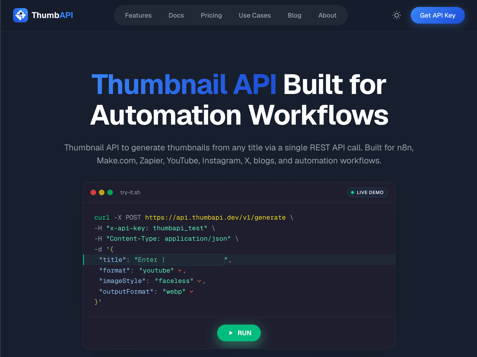 ThumbAPI screenshot 1