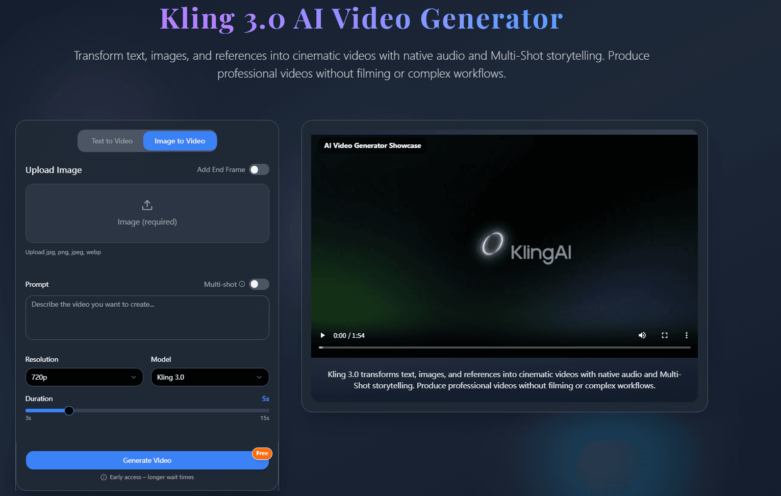 Kling 3.0 AI Video Generator screenshot 1