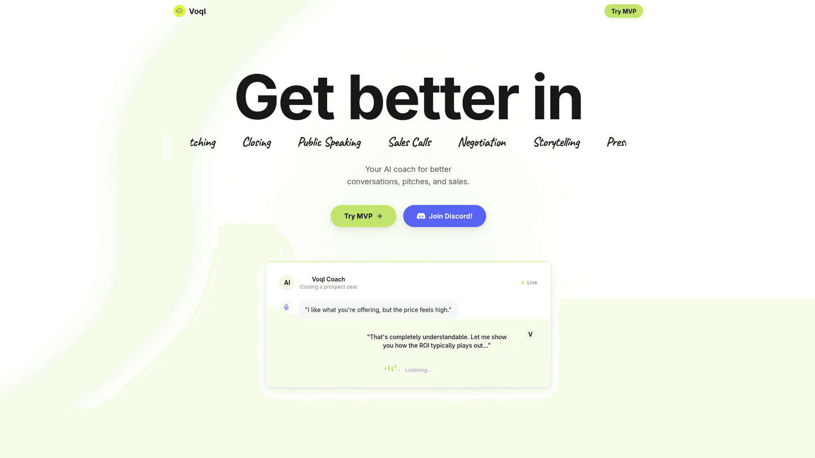 Voql MVP screenshot 1