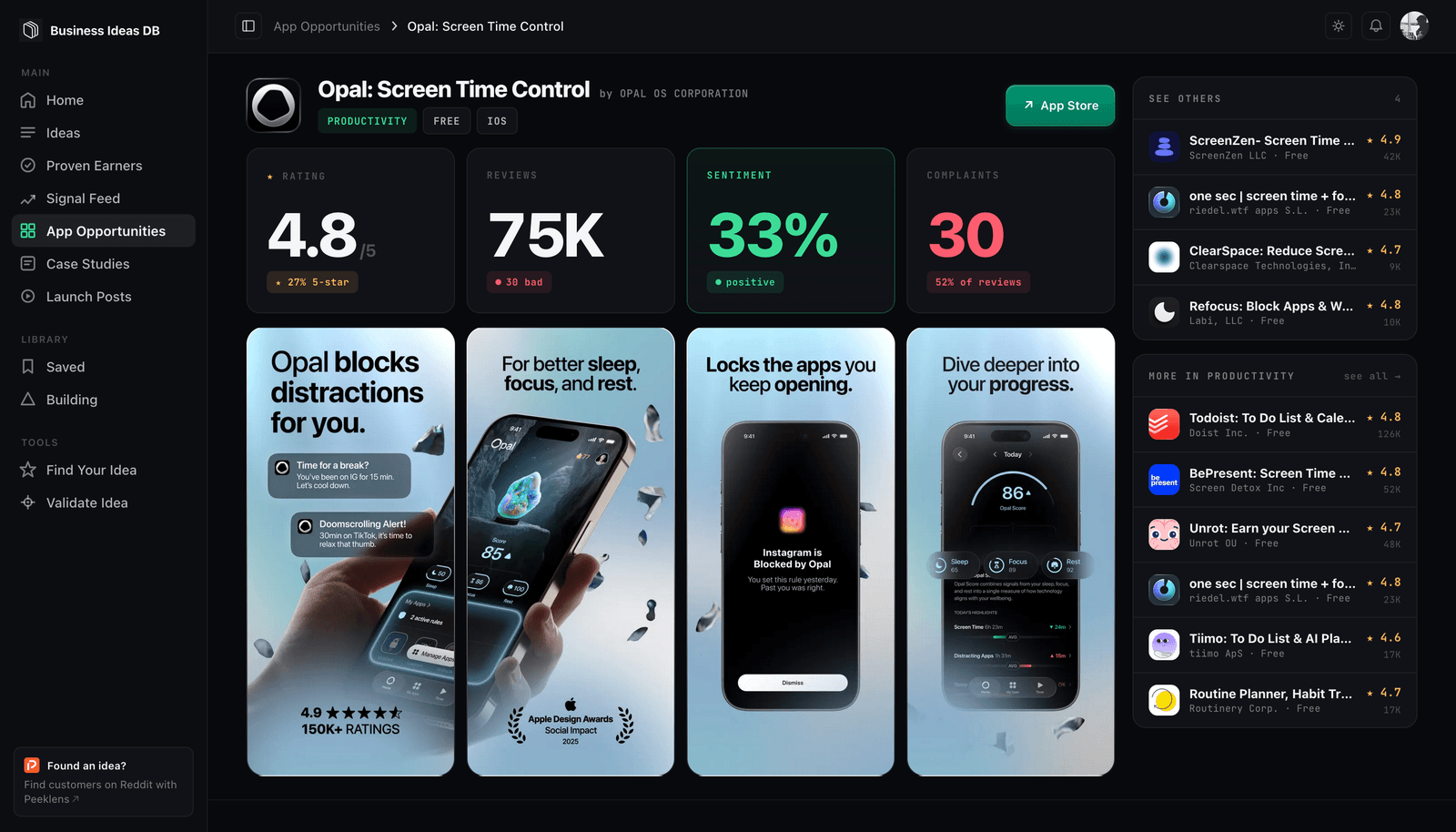 Business Ideas DB screenshot 1