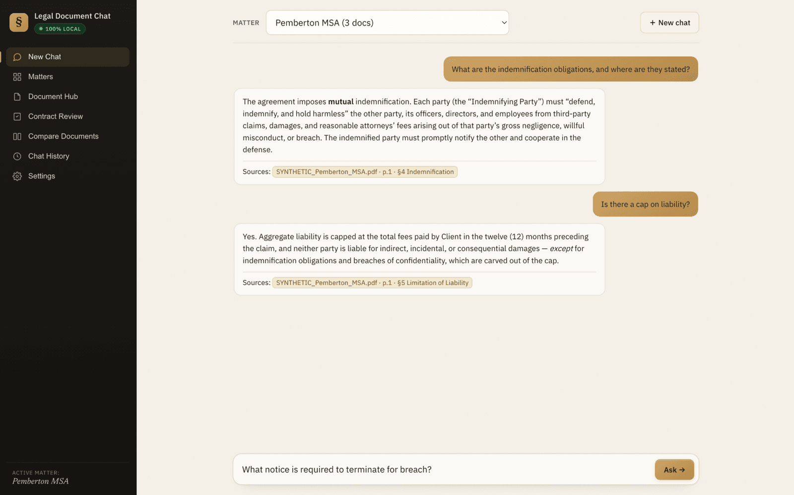 Legal Document Chat for Attorneys screenshot 1