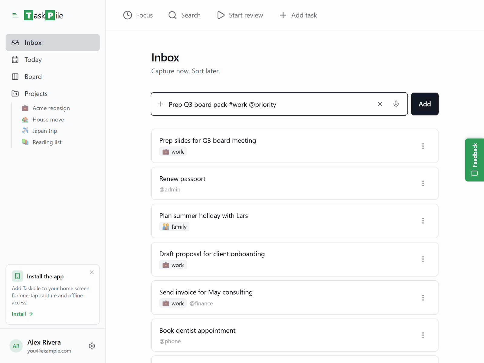Taskpile screenshot 1