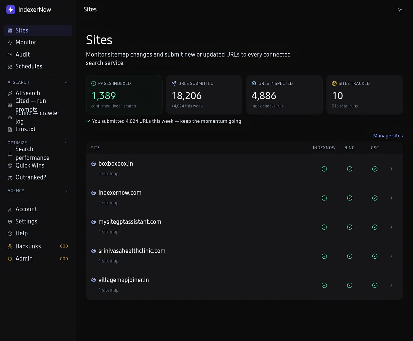 IndexerNow screenshot 1