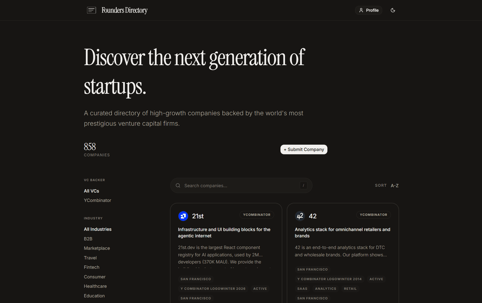 Founders Directory screenshot 1