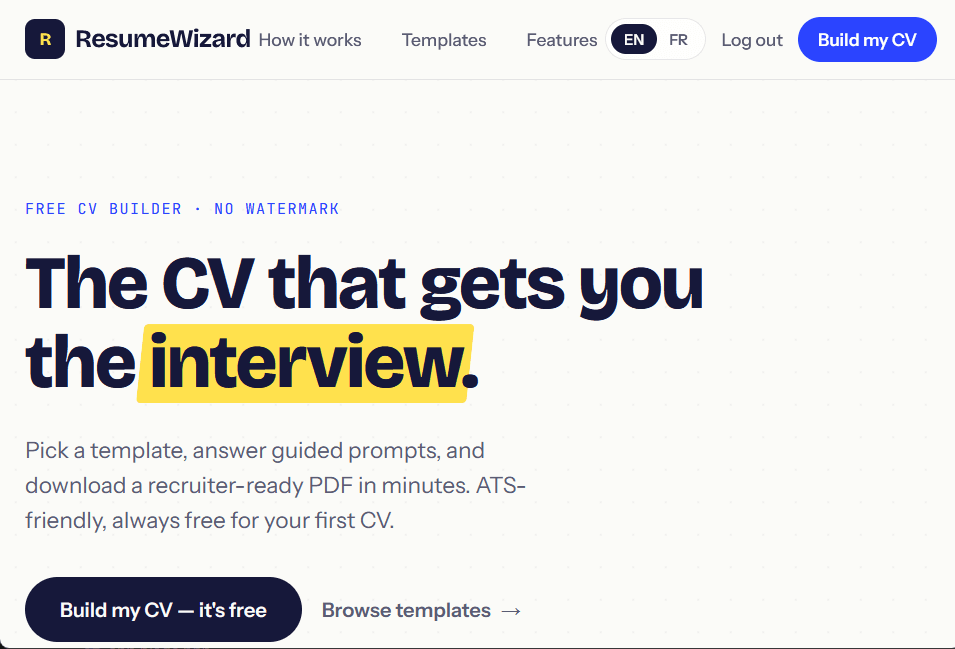 ResumeWizard screenshot 1