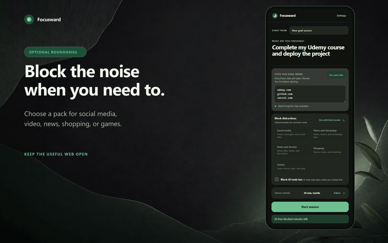 Focusward screenshot 1