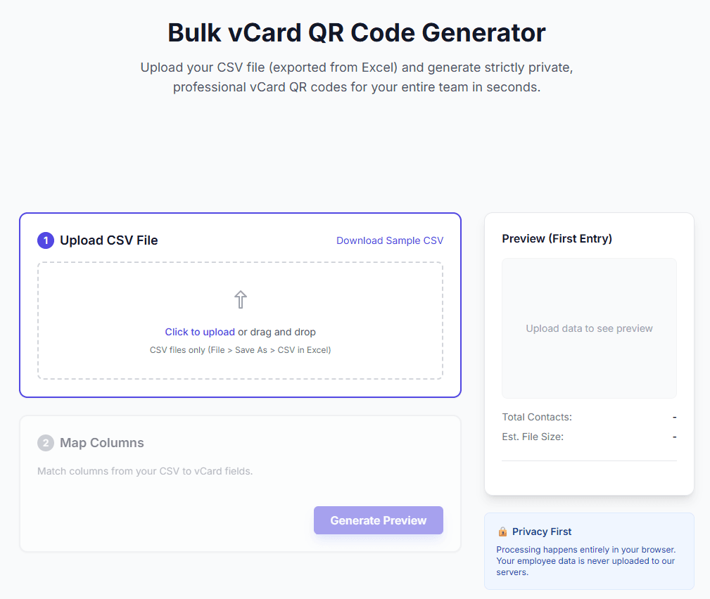 vCard QR Code Generator screenshot 1