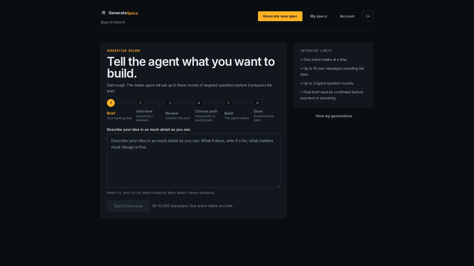 GenerateSpecs screenshot 1