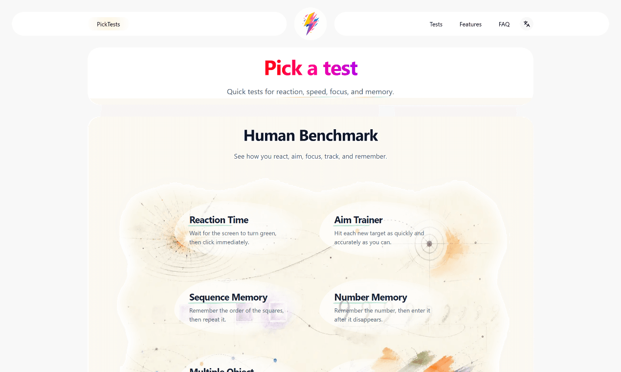 Human Benchmark screenshot 1