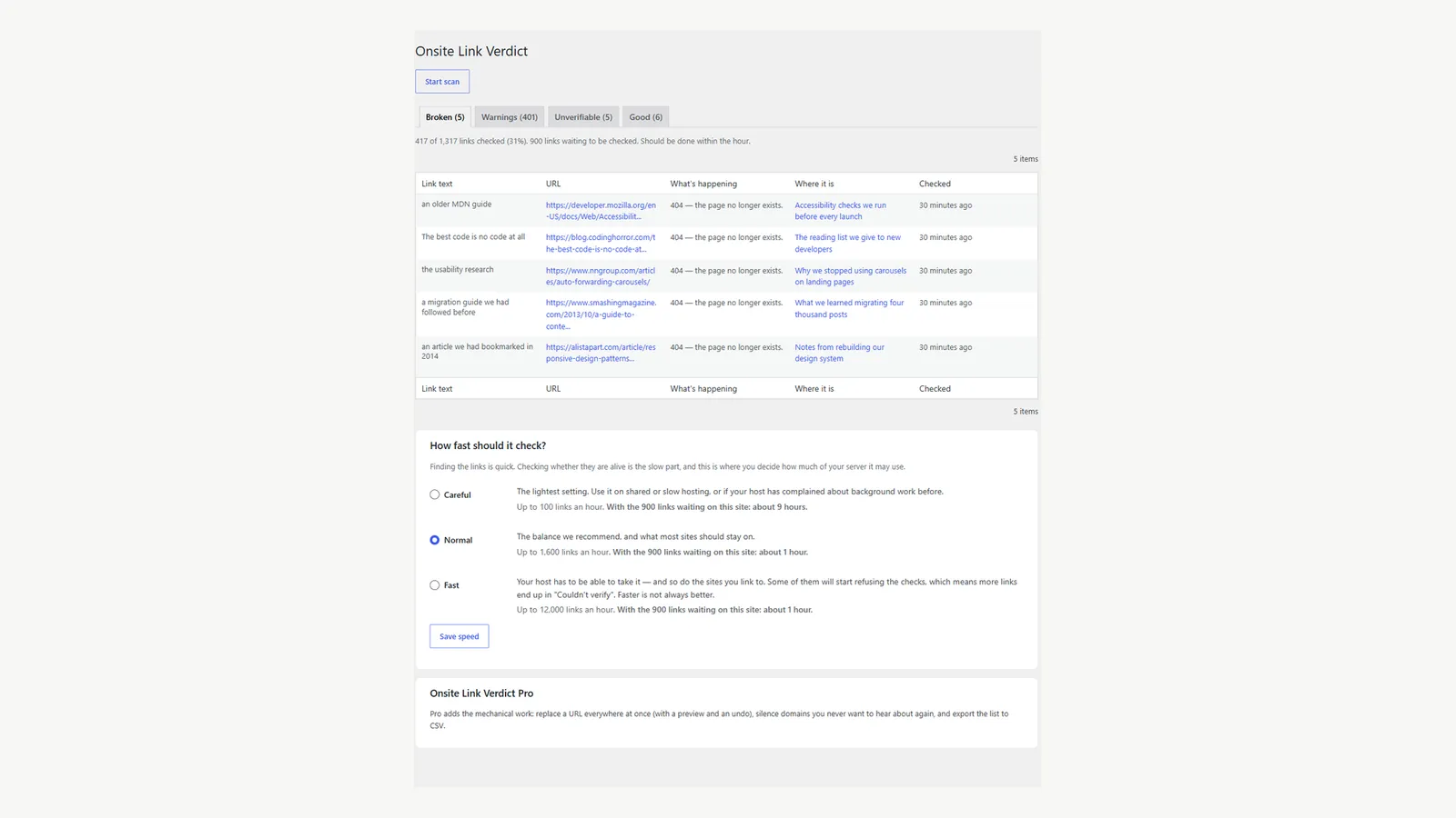 Onsite Link Verdict screenshot 1