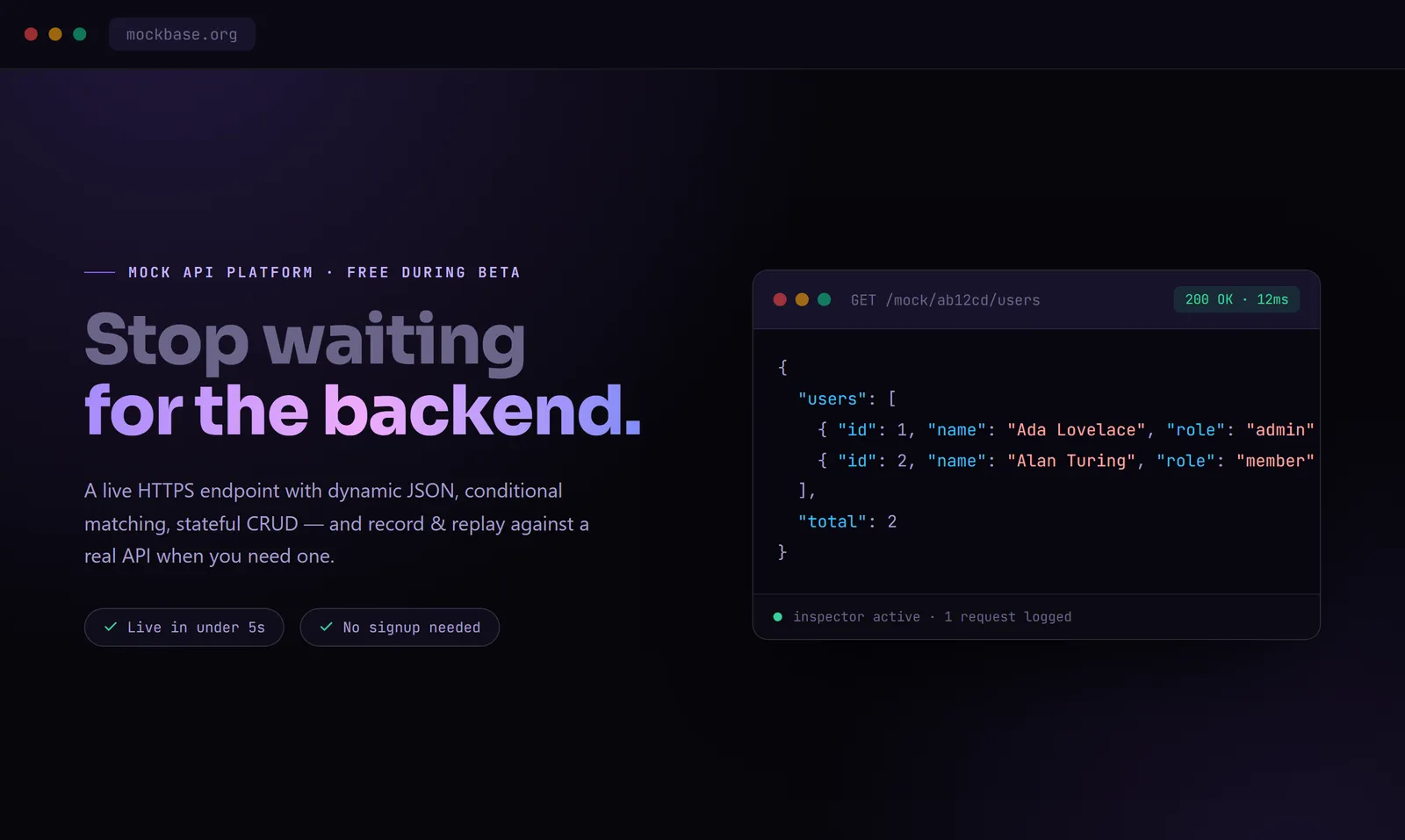 MockBase screenshot 1